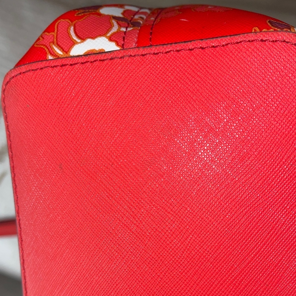 Michael Kors Red Floral Tote Bag Beautiful Michael Kors Coated Canvas Floral MK - Picture 5 of 7
